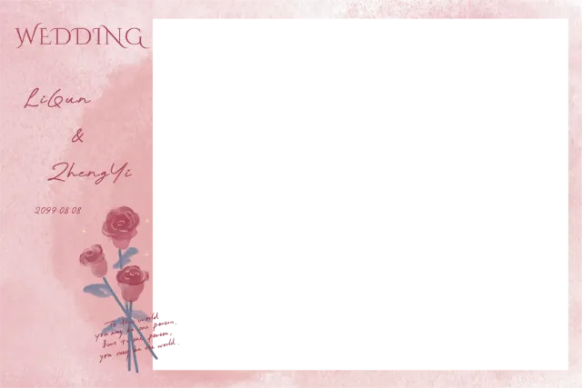 粉色玫瑰 Photobooth 模板预览图