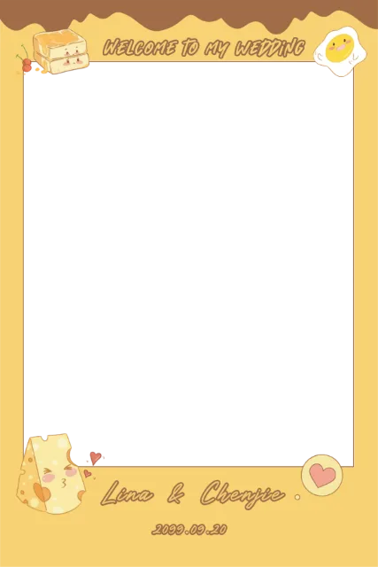 奶酪鸡蛋面包樱桃黄棕色 Photobooth 模板预览图