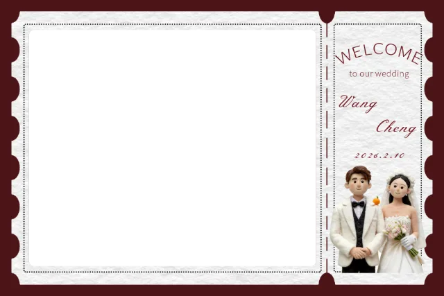 邮票线条小狗风边框 Photobooth 模板预览图
