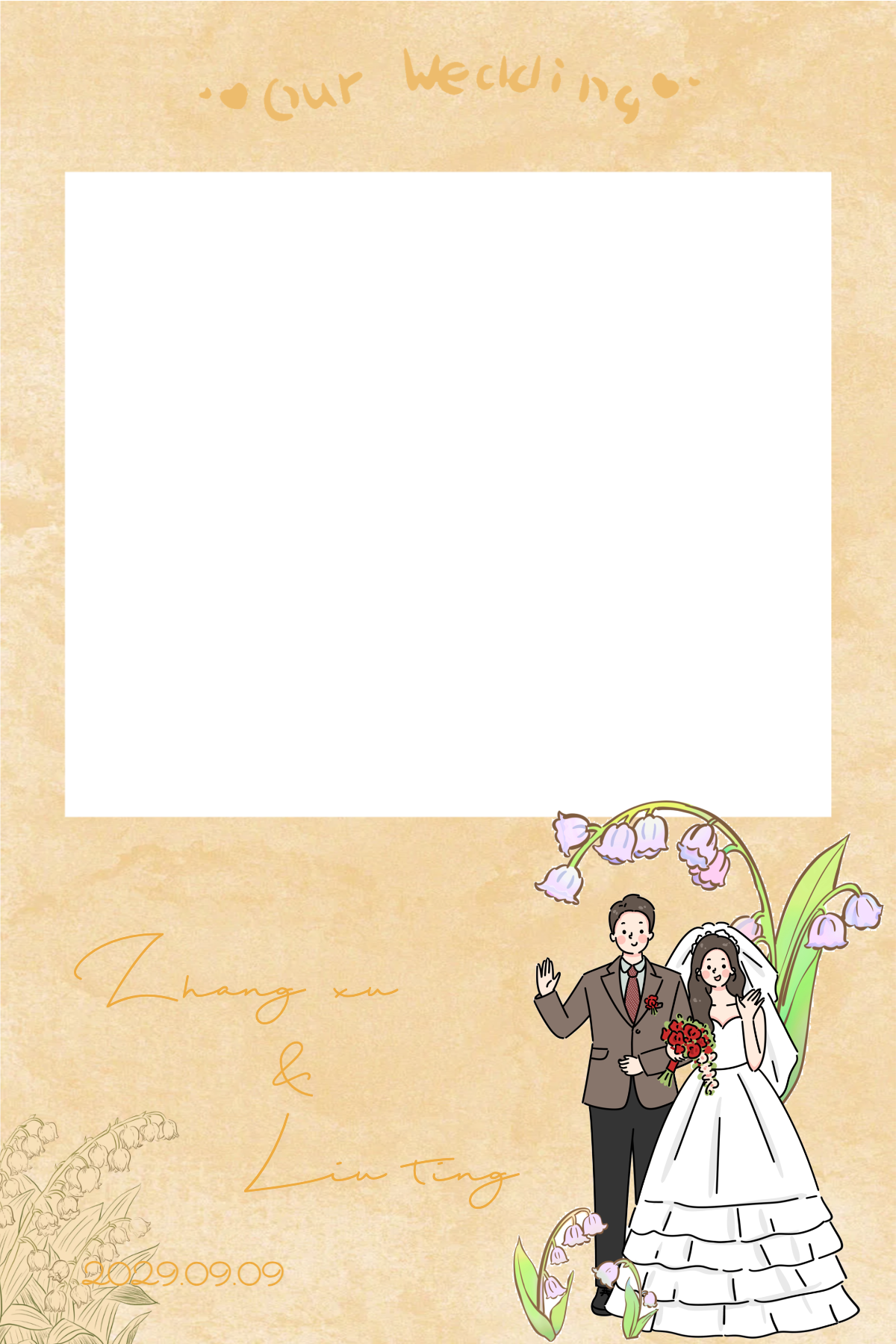 铃兰花手绘婚礼 Photobooth 边框模板主预览图