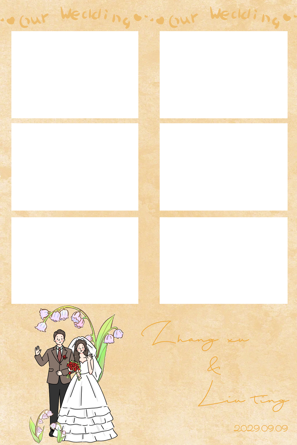 铃兰花手绘婚礼 Photobooth 边框模板版式3预览图