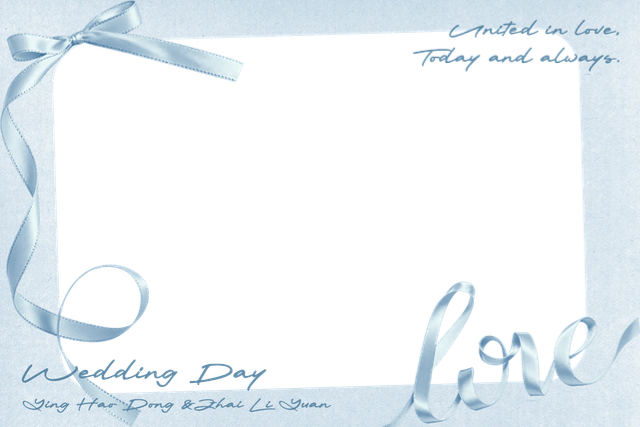 【BlueBow】韩系蓝色蝴蝶结丝带婚礼边框 Photobooth 模板预览图