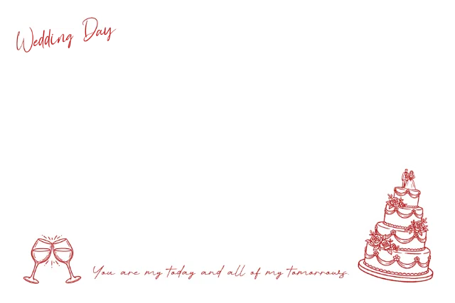 韩系 简约 红色 白色 浪漫 结婚 祝福 线条画 Photobooth 模板预览图