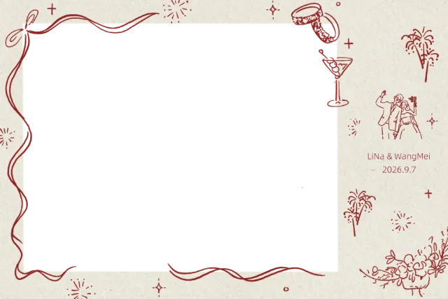 法式酒杯烟花 Photobooth 模板预览图
