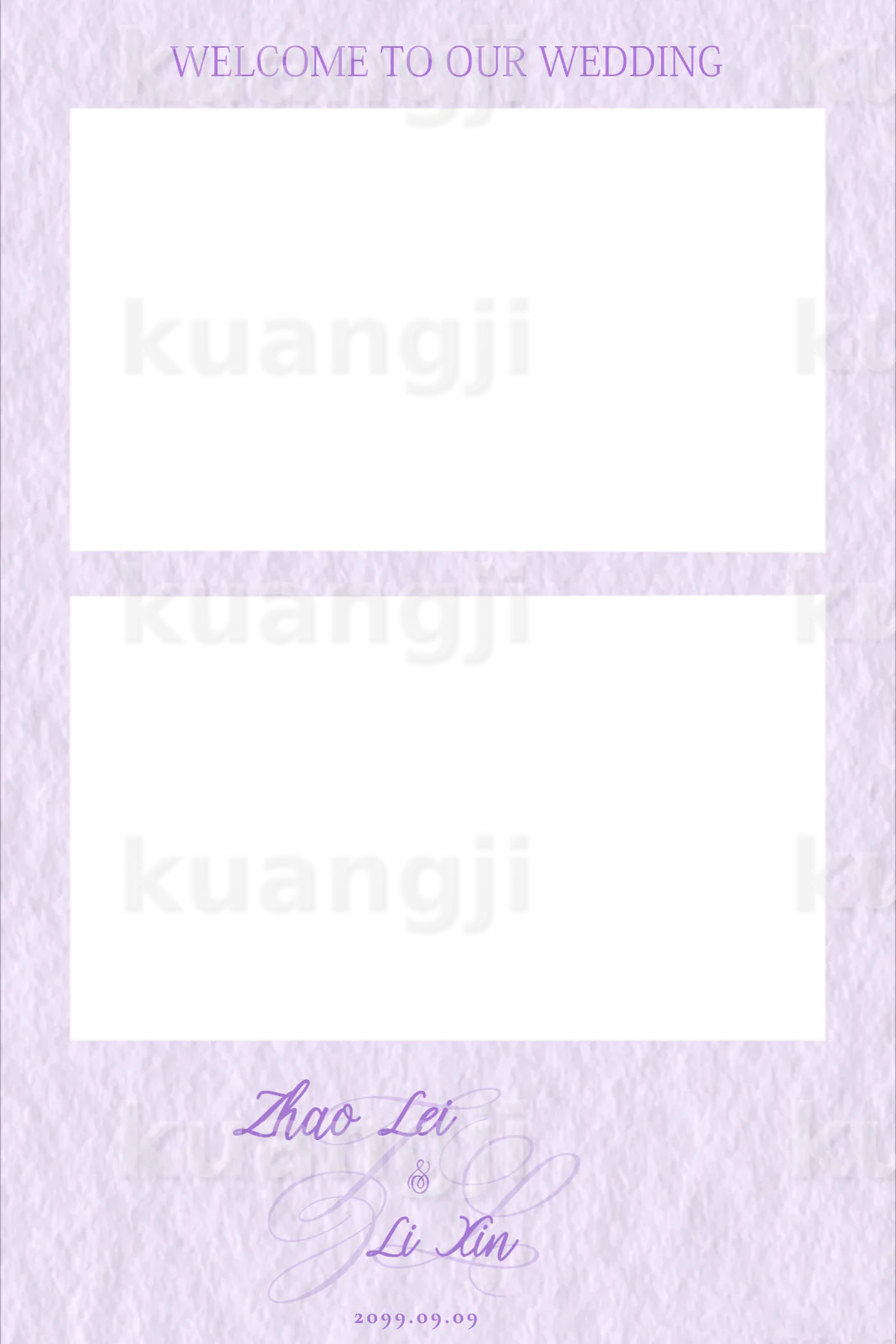 紫色法式纸月模板 · 竖版双画面 Photobooth 模板预览图