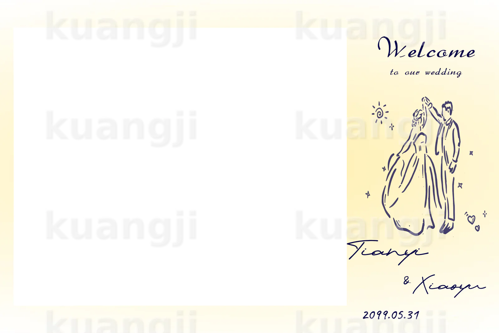奶油手绘婚礼 Photobooth 模板预览图